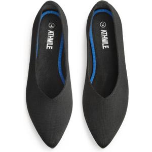 ATHMILE Pointed Toe Flats for Women Dressy Work Shoes Business Casul Knit Ballet Flats Slip on Office Ladies Comforttable Dress, Size 11