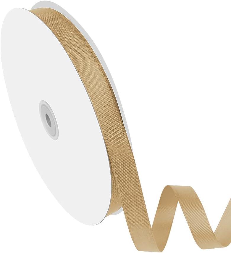 5/8" Width x 100 Yards Grosgrain Ribbon, Champagne Gold Ribbed Ribbon for Gift Wrapping, Hair, Bows, Craft, DIY, Swags, Wedding, Valentine's Day, Christmas and Party Decoration