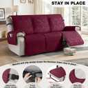 VANSOFY 100% Waterproof Recliner Sofa Covers, Couch Covers with Non-Slip Granule, 3-Piece Washable Reclining Sofa Cover with Pocket Furniture Protector for Kids, PetsBurgundy,3 Seater