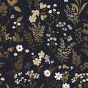 Dark Floral Wallpaper Peel and Stick 17.5in x 118in Vintage Golden Leaf Wallpaper Vinyl Waterproof Self-Adhesive Boho Botanical Wall Paper Mural for Bookcase Bedroom Cabinet Decor (Black White Gold)