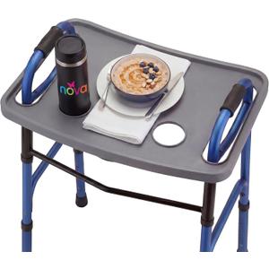 NOVA Walker Tray, Food Tray with 2 Cup Holders for Folding Walker, Fits on Most Folding Walkers, 1 Count (Pack of 1)