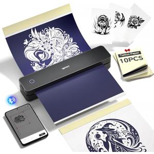 iDPRT Tatto Printers MT660& Ten Sheet Tattoo Paper, Thermal Bluetooth Printer Wireless for Travel, Inkless Printer Compatible with iOS, Android, Laptop