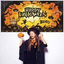 Normacaw Happy Halloween Backdrop for Photography, 72x44 Inch, Halloween Party Decoration, Ghost and Spooky Castle, Fabric, Multicolor