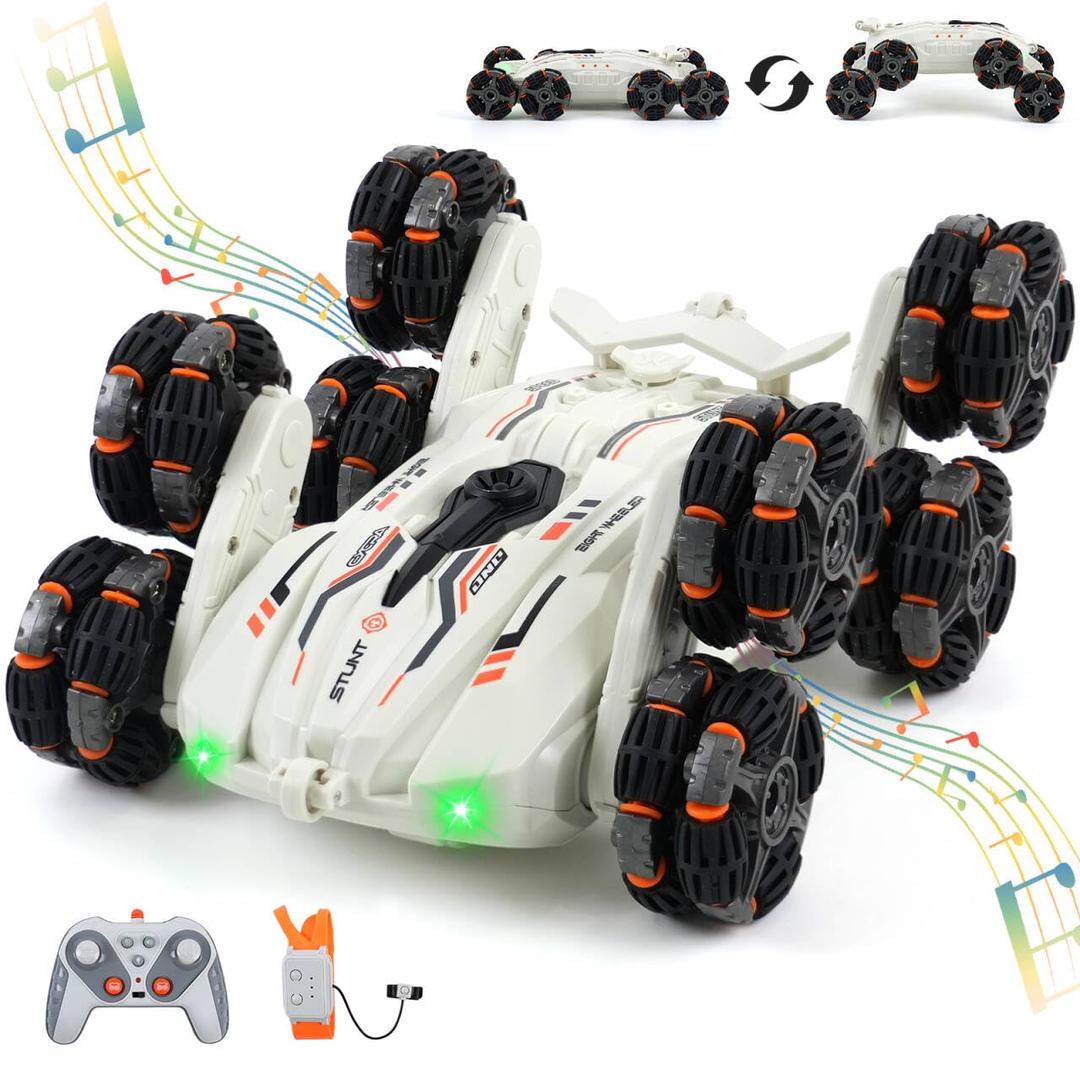 Remote Control Stunt Car with Music Light Mist Spray, RC Drift Car Toys for Kids 6+, 2.4GHz Remote, Double Sided Driving, 360° Spins, Off-Road Stunt Vehicle, Birthday Gifts for Boys Girls