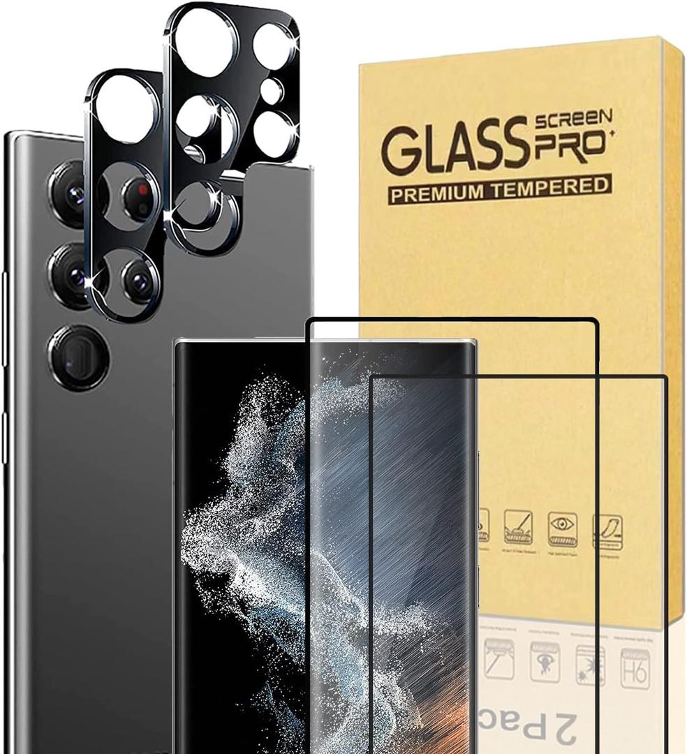 XDesign [2+2 Pack Galaxy S23 Ultra Screen Protector, 9H Tempered Glass Scratch Resistant, Ultrasonic Fingerprint Support, For Samsung Galaxy S23 Ultra 5G 6.8 Inch Glass Screen Protector