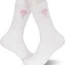 Team Bride Embroidered Socks White with Pink Bow Bridal Party Bachelorette Wedding Gifts. (008), One Size