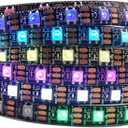 WS2812B IC RGB 5050SMD ECO Individual Addressable LED Strip Light, 16.4FT 300LED 60LED/m Flexible Full Color IP65 Waterproof DC5V Black PCB for DIY Project (No Power Adapter or Controller)