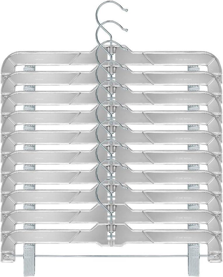 Clear Plastic Skirt & Pants Hangers 20 Pack, Clips Hanger for Pants, with Strong Metal Clips, Skirts, Trunks, Acrylic Hangers, Heavy Duty Vics 5131 Apparael Store Hangers
