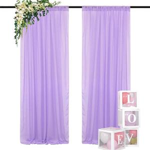 2 Panels 29x96-Inch Wedding Backdrops Drapes Lavender Sheer Curtain Panels Tulle Drape Chiffon Fabric Photography Background for Party (29''x96''x2pcs, Lavender)