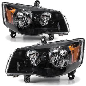 APSVE Headlight Assembly for 2011 2012 2013 2014 2015 2016 2017 2018 Dodge Grand Caravan, 08-16 Chrysler Town & Country Head Lights Headlamp Replacement Driver and Passenger Side, Black