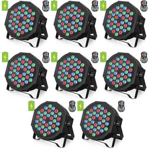 HOLDLAMP Rechargeable Par Lights 36W RGB Battery Powered, Wireless LED Par Lights DJ Uplights Sound Activated& Remote Control for Wedding Events Club Party Church Stage Lighting, 8 Pack