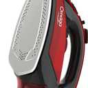 Cordless Iron for Clothes - 1500W Steam Iron with Non-Stick Ceramic Soleplate, Rapid Heating, Auto Shut Off, Burst of Steam, Self-Clean, Anti-Drip, Anti-Calc, 3 Temperature Settings, Red