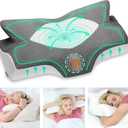 Elviros Cervical Memory Foam Pillows for Neck and Shoulder Pain, Ergonomic Orthopedic Sleeping Support Pillow for Side Sleepers, Back and Stomach Sleepers (Dark Grey-L)