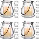 Cabilock Candle Stands with Handles 4 Inch Glass Candle Holders for Indoor Outdoor Decor Tea Light Holders Hydroponic Planters Multipurpose Ornaments for Party Wedding Home (16PCS)