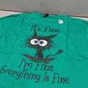 Funny Cat Lover It's Fine I'm Fine Everything is Fine T-Shirt (XL, Kelly Green)