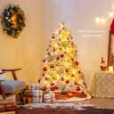 6 Feet Pre-Lit Snow Flocked Christmas Tree with Warm White LED Lights