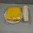 140Pcs Gingham Party Supplies for 20 Guests Thick Paper Plates and Napkins Knives Spoons Forks Cups Disposable Party Set Cutlery for Dinner Baby Shower Wedding Favor(Yellow)