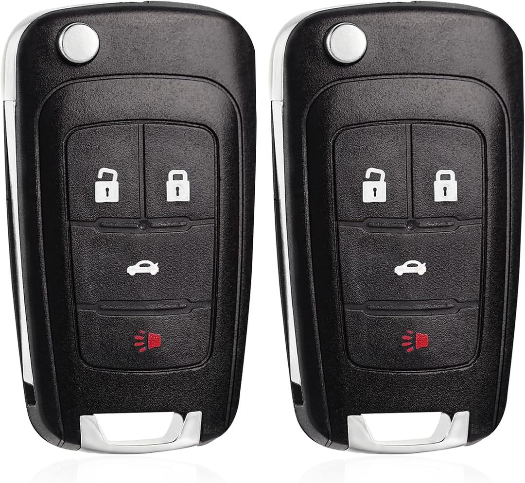 Flip Car Key Fob for Chevy: 2 Pcs Keyless Entry Remote for 2010-2021 Chevy Cruze Camaro Equinox Impala Malibu Sonic, Buick Lacrosse Regal Verano Encore Allure, GMC, OHT01060512, V2T01060512, 315Mhz