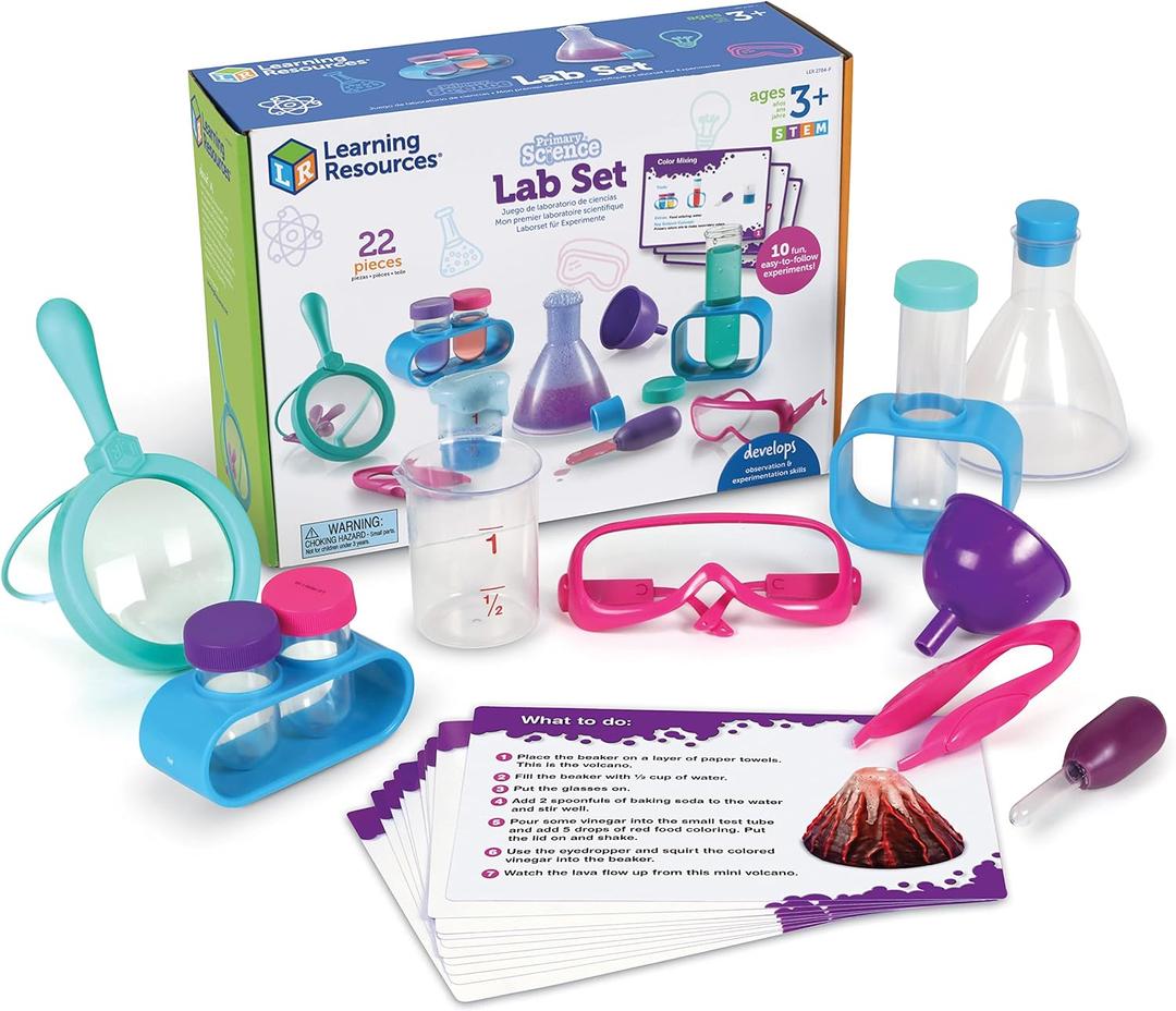 Learning Resources Primary Science Lab Set Pink - Experimentation and Observation for Kids, STEM Projects, Science Kits, Experiments, Pretend Play Scientists, Toddler Project Chemistry Toy