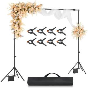 VEVOR Backdrop Stand, 7 x 10 ft Adjustable Photo Backdrop Stand Kit, Portable Background Backdrop Stand with 3 Crossbars, Heavy Duty Projector Screen Stand, for Wedding, Photo Video Studio & Party