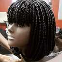 Czrleaty Box Braid Wig Synthetic Short Bob Wig Box Braided Wig with Bangs Cornrow Braided Wigs for Black Women (10 inches, Black)