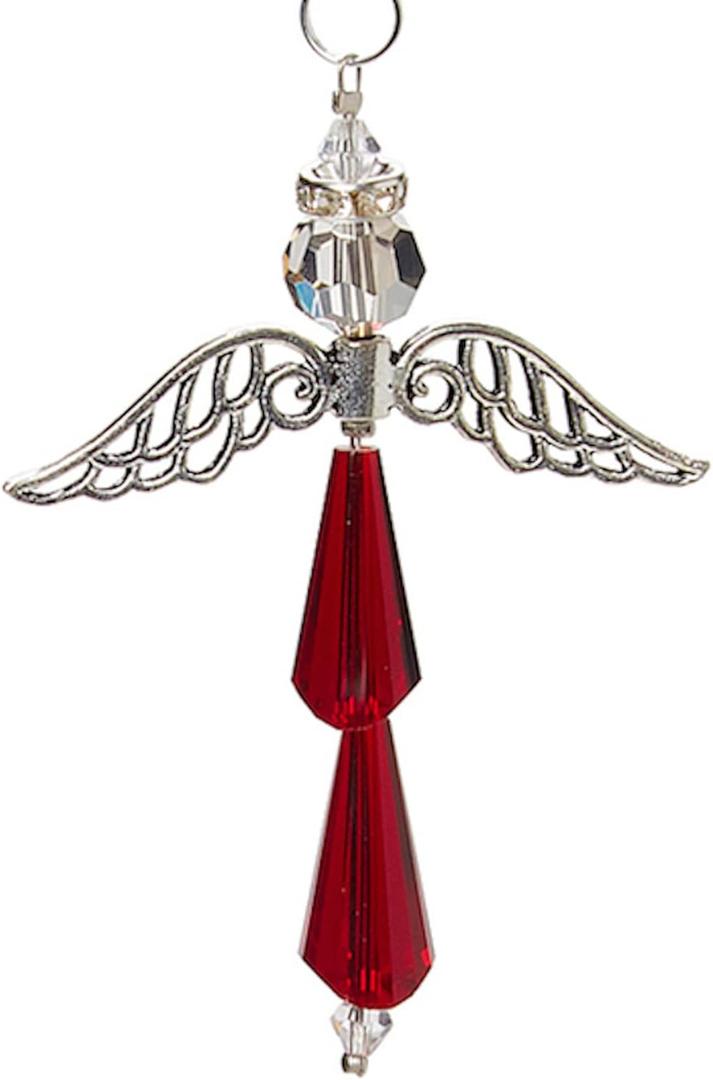 Guardian Angel Charm - Crystal Angel for Protection, Happiness, Faith & Love - Hanging Ornament for Car & Windows - Ideal Gift (Ruby)