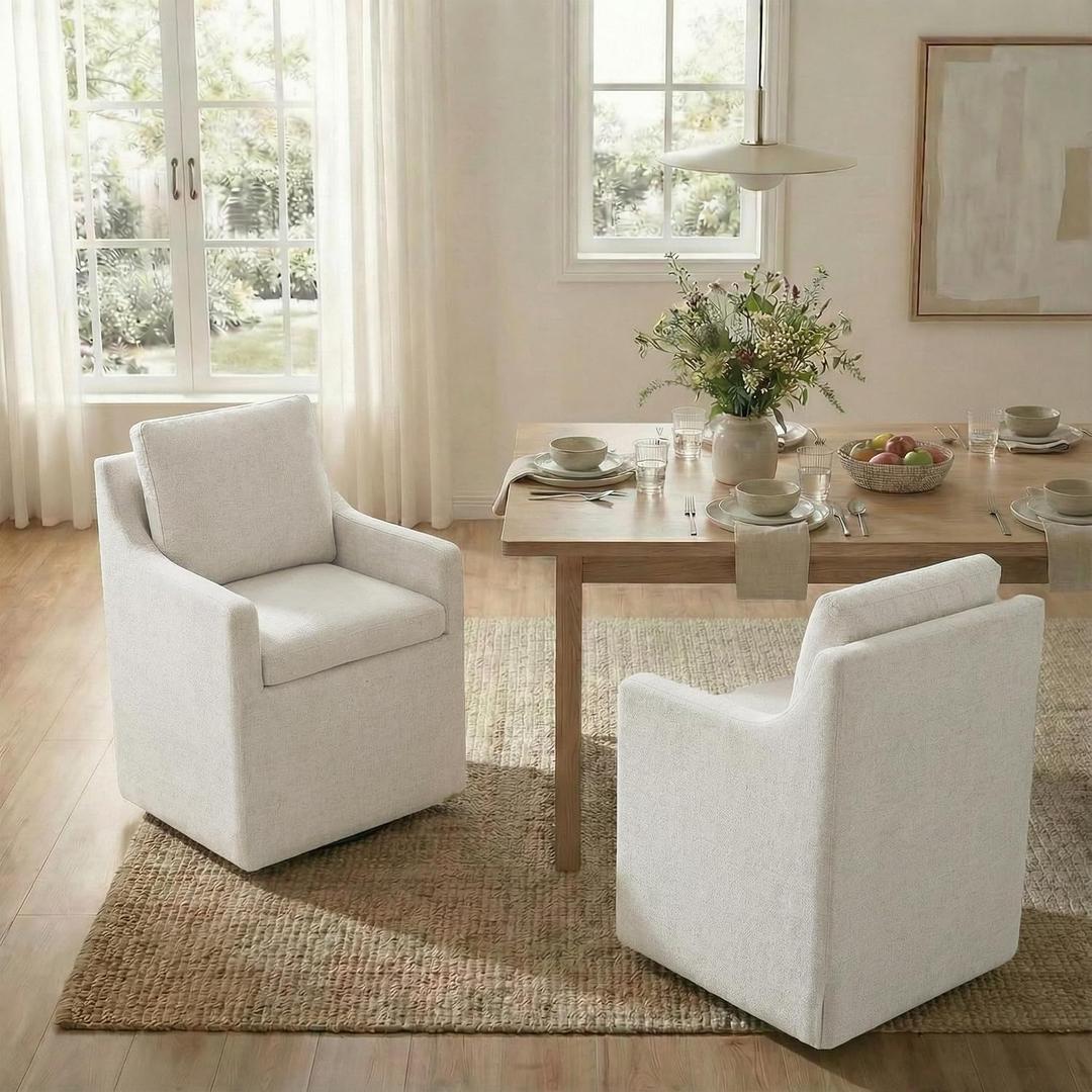 KISLOT Upholstered Dining Chairs Set of 2 with Washable Cover, Light Beige