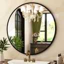 HARRITPURE Round Mirror 19.6 Black Wall Mounted Circle Mirrors Vanity Mirror with Brushed Aluminum Alloy Frame Modern Decoration for Bathroom, Living Room, Vanity, Bedroom, Entryway