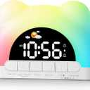 Hournor Kids Alarm Clock, Ok to Wake Alarm Clock for Kids, Toddlers Sleep Training Clock with 12 Colors Night Light for Bedroom, Sound Machine, Birthday Gift for Boys Girls Children(Adapter Include) (White)