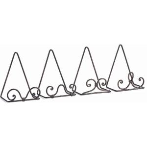 7" H Plate Holder Display Stand, Metal Scroll Picture Easel Stand for Photo, Set of 4, Antique Black Finish