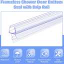 Lineshading 2 Pcs Glass Shower Door Seal Strip with Drip Rail for 1/4"(6mm) Glass, Length 27.5"/0.7m, Frameless Glassdoor Sweep Stop Shower Leaking