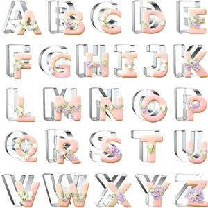 Letter Cookie Cutters Shapes Large 3 Inch - 26 Pcs Stainless Steel Alphabet Letter Cookie Cutter Set Fondant Biscuit Fruit Dough Mold Tools for Sandwich, Birthday, Christmas, and Holiday Party