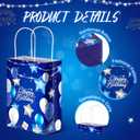 Censen 24 Pcs Birthday Gift Bags with Handles Navy Blue Silver Birthday Party Favors Goodie Paper Gift Wrapping Bags for Boy Girls Men Women Party Supplies, 5.9 x 3.2 x 8.3 Inches