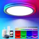 BLNAN Smart RGB LED Flush Mount Ceiling Light with Remote, 13 Inch 24W Dimmable Color Changing Low Profile Wired White Fixture, Works with Alexa Google Home App for Bedroom Living Kids Room Party