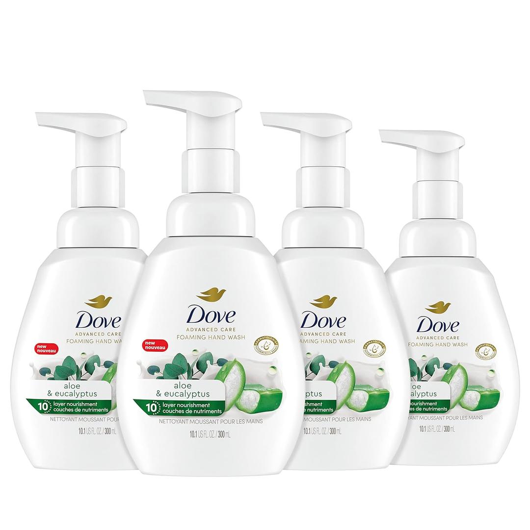 Dove Foaming Hand Wash 4 Count Aloe & Eucalyptus Protects Skin from Dryness, More Moisturizers than the Leading Ordinary Hand Soap, 10.1 oz
