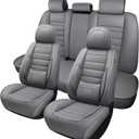 Leather Car Seat Covers,Car Seat Covers Full Set,Automotive Seat Covers 5 Seats,Fit for Most Cars SUV and Most Sedans Grey