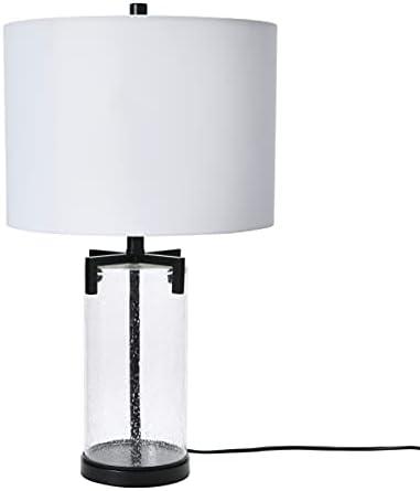 Tempered Glass Transparent Base Table Lamp with Drum Shade