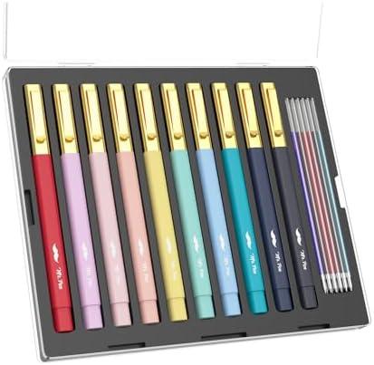 Mr. Pen- Aesthetic Pens, 10 Pack, Colorful Ink with Case and 12 Refills, Fast Dry, No Smear Bible Pens No Bleed Through, 0.7mm Fine Point Pen, Ballpoint Pens Ballpoint