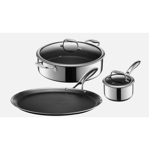 HexClad 5-Piece Hybrid Stainless Steel Cookware Set 12" Griddle Saute