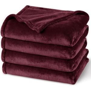 PHF Ultra Soft Fleece Blanket Twin Size, No Shed No Pilling Luxury Plush Cozy 300GSM Lightweight Blanket for Bed, Couch, Chair, Sofa Suitable for All Season, 66" x 90", Wine Red/Burgundy