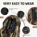 FLUFYMOOZ Wavy Curly Claw Clip Ponytail Extension, 18 Inch Natural Fake Ponytail Synthetic Hairpiece for Women (Medium Brown Ash Blonde)