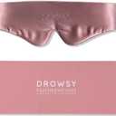Drowsy Featherweight Silk Sleep Mask Luxury Blackout Eye Mask for Sleeping & Travel, 100% Mulberry Silk, Lightweight Comfort, Adjustable Strap, Protects Skin & Hair - Damask Rose