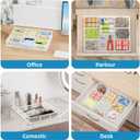 Marbrasse 2P Desk Drawer Organizer, Metal Mesh Drawer Organizer Tray with 5 Adjustable Compartments,Desk Organizers and Accessories for Home,Office,Kitchen,Makeup,Vanity (White)