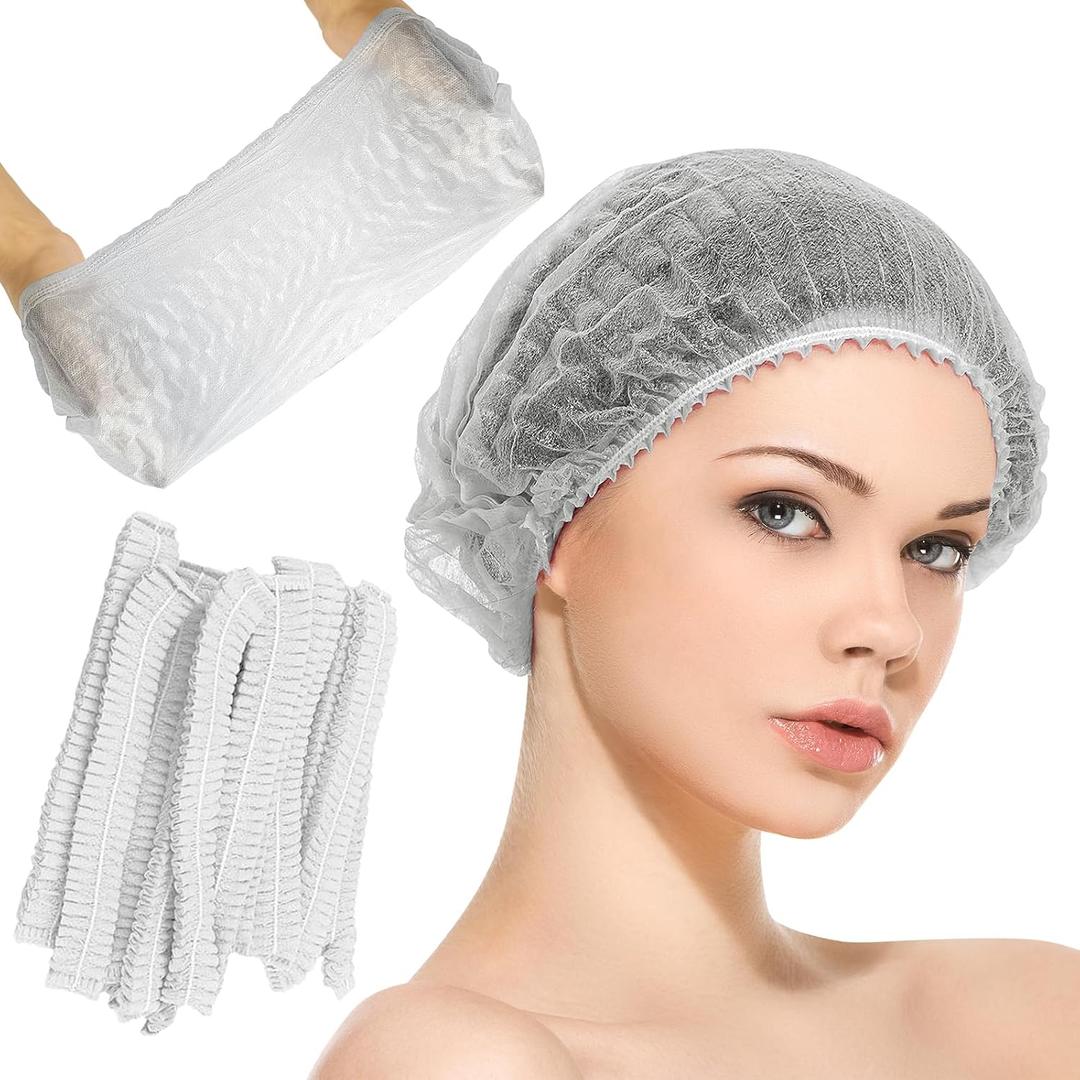 4 x Disposable Bouffant Caps, 21inches Hair Net, Elastic Dust Cap for Food Service, Sleeping Head Cover