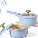 CAROTE 2.0Qt & 3.0Qt Titanium Nonstick Reinforced Sauce Pan Sets with Lid, Non-Stick Saucepans Cookware Set with Pour Spout with Detachable Handle, PFOS, PFOA Free, Induction Comptable, Blue