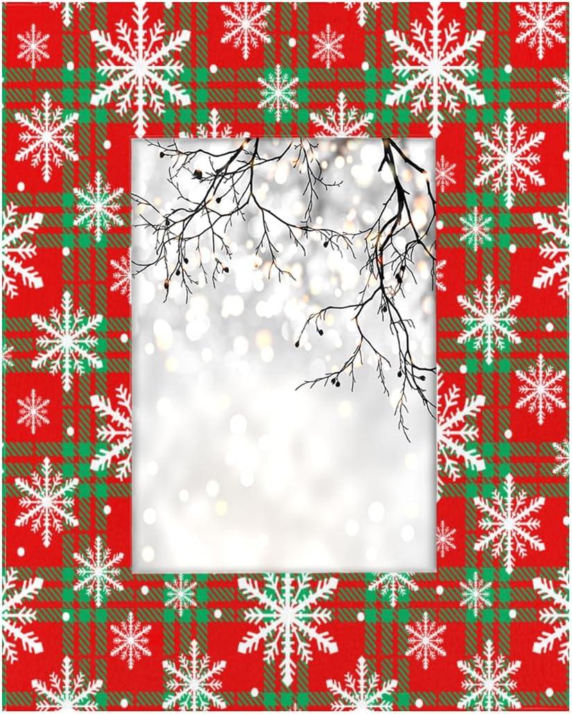 cfpolar 5x7 Picture Frame, Xmas Christmas Snowflakes Wooden Photo Frame Fits 4x6 with Mat or 5x7 without Mat Photo, Display Photos for Wall or Tabletop Desk Home Gallery Living Room
