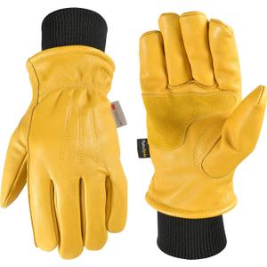 Wells Lamont Men's HydraHyde Leather Winter Work Gloves Water-Resistant Insulated Large (1202L)