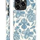 Case for iPhone 15 Pro, Hybrid 2-Layer Case, Military-Grade Protection Durable Shockproof Anti-Scratch Phone Cover, Indigo Floral Grace
