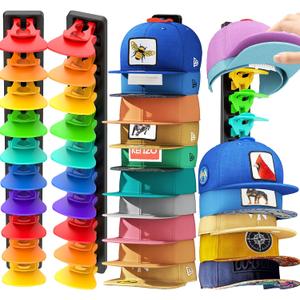 Hat Organizer for Baseball Caps 2 Pack, Adhesive Hat Rack for Wall,Baseball Cap Organizer(Rainbow)