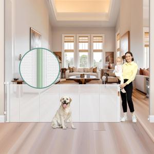 Reinforced 159 Inch Extra Wide Child Gates for wide Openings, Indoor/Outdoor Retractable Fence/Barrier/Blocker/Screen for Baby and Pet, Bottom Anti-crawl Extra Long Baby Gate for Large Openings, White